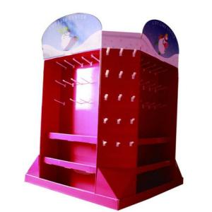 Quality 4 faces display stand with shelves and plastic hooks for promotion for sale