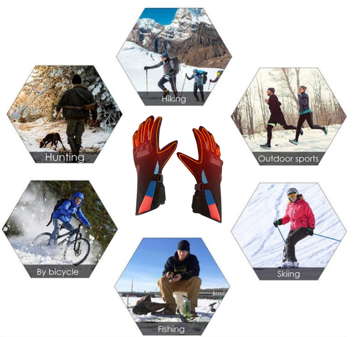 Outdoor Winter Rechargeable Battery Heated Motorcycle Gloves Riding Hunting Climbing