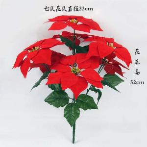 Quality 7 Heads Artificial Poinsettia Christmas Flowers for sale