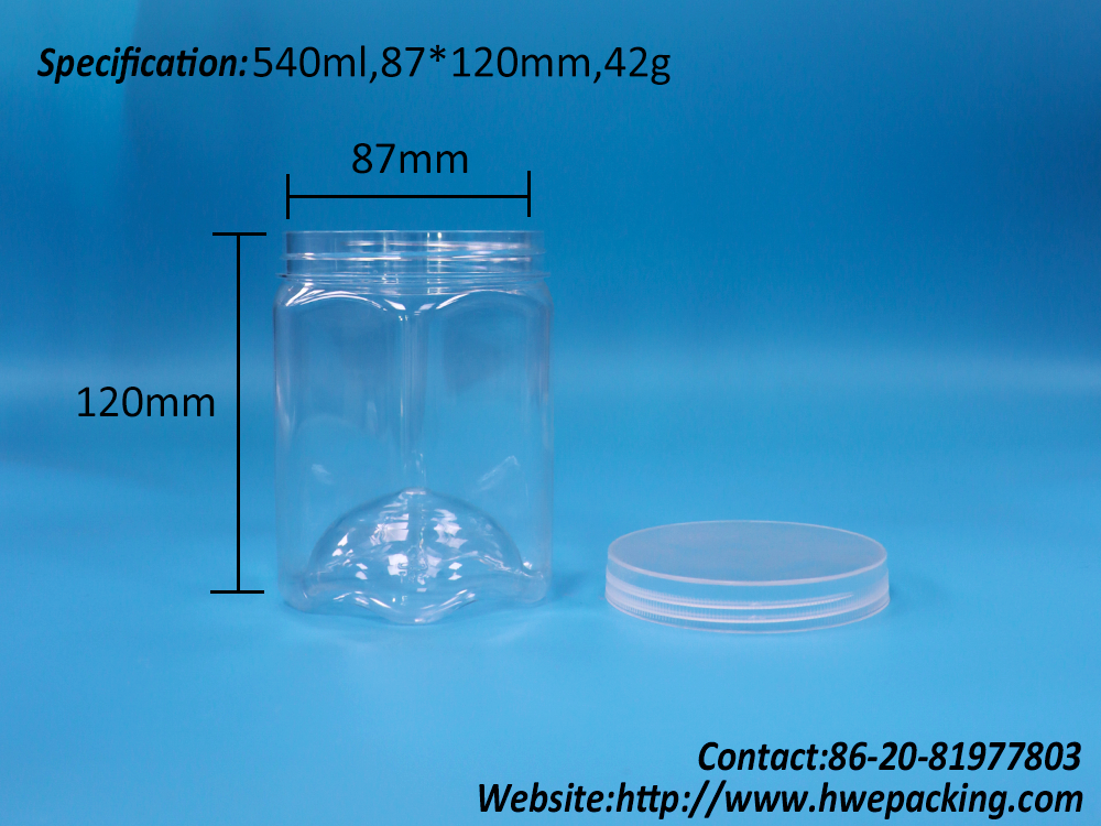 Hexagonal Plastic Candy Cookies Nuts Jar Featuring Screw Lid Design And Wavy Bottom