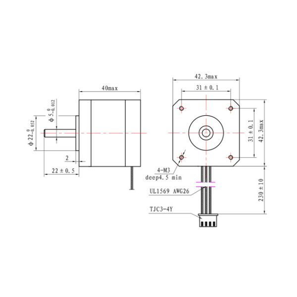 1.2 Degree NEMA 17 Stepper Motor 3 Phase 1.2A With CE RoHS ISO