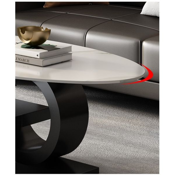 Minimalist Italian Creative Oval Marble Top Coffee Table Customized Size