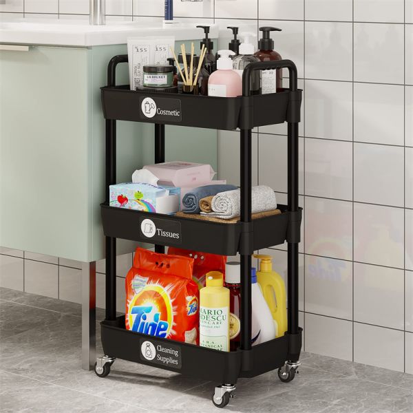 Multifunctional 5 Tier Rotatable Kitchen Vegetable Organizer with Portable Trolley