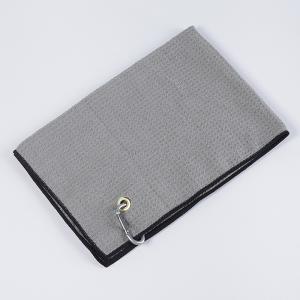 Easy Carrying Black Microfiber Golf Towel Microfiber Waffle Weave Microfiber