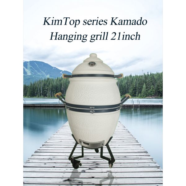 KIMSTONE 21 Inch Tandoor Smoker Smokeless Charcoal-fired Stylish and Modern Kamado Smoker Easy Temperature Reading