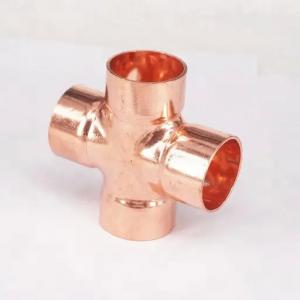 China High Pressure Copper Cross Butt Welding 4 Way Equal Tee Plumbing Tube Pipe Fitting on sale