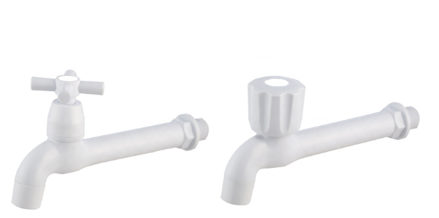 Plastic bathroom faucet installation view