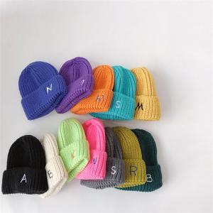 China 100pcs/Carton Winter Knit Beanie Hats with Embroidery/Blank Pattern on sale
