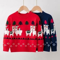 customized 100% cotton cartoon jacquard kids christmas sweater knit jumpers