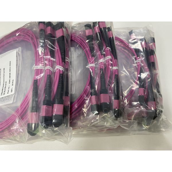 12 Fiber MPO Female Connector Patch Cord OM4 50/125um Elite Loss 0.35dB Purple Polarity A