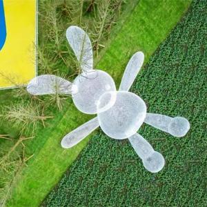 Fiberglass Metal Rabbit Sculpture Decorative Outdoor Square Lawn Ornaments