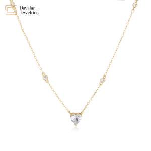 Women Choker Necklace 18k Gold Jewelry Heart Diamond Zircon Pendant Thin Chain