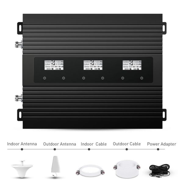 Buy 800MHz 900MHz 2600MHz Mobile Tri Band Repeater 80dB Gain Booster at wholesale prices