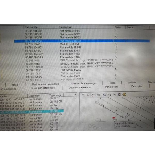 00.785.1043 Flat module IDEB2 board 00.779.2238 SM102 CD102 CX102 machine IDEB2 card original parts