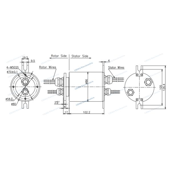 IP65 Waterproof Slip Ring With 300rpm & High Cost Performance For Industry
