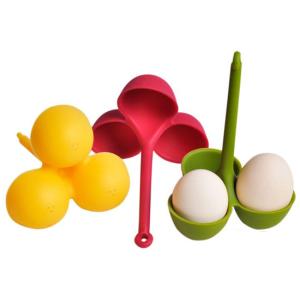 Eco-friendly Silicone 3 Egg Boiler Poacher Holder With Handle