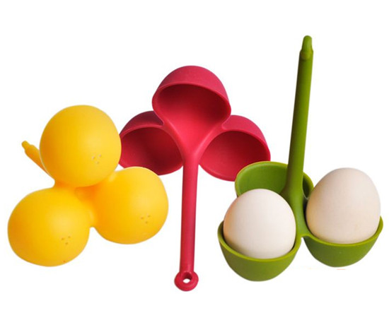 Buy Eco-friendly Silicone 3 Egg Boiler Poacher Holder With Handle at wholesale prices