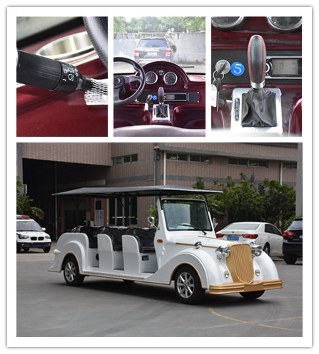 Fiberglass Material 8 Passenger Electric Vintage Cars for Hotel Reception