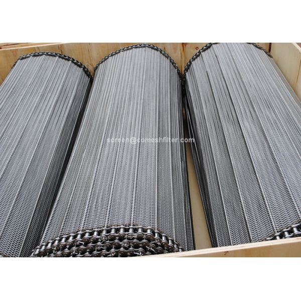 Stainless Balanced Weave Wire Mesh Conveyor Belt With Chain , 10 - 30m / Roll