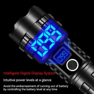 Digital Display Aluminum Alloy LED Flash light Outdoor Long Range Zoom IP65