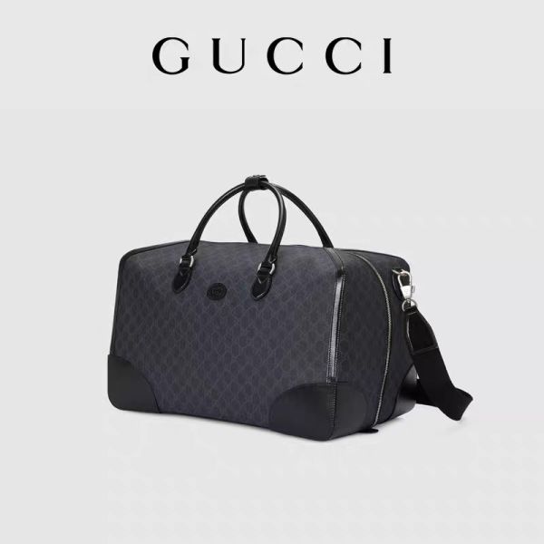 Black Travel GG Supreme Tote Bag Gucci Mens Messenger Canvas Interlocking Double G