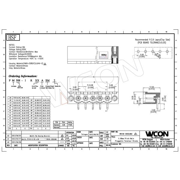 Male 8P 90° Terminal Blocks Connector 5.08mm For Pluggable Terminal Industry