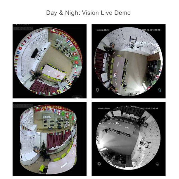 HD Fisheye 360 Panoramic Vr Camera WIFI Two Way Audio 200W High Performance Sensor