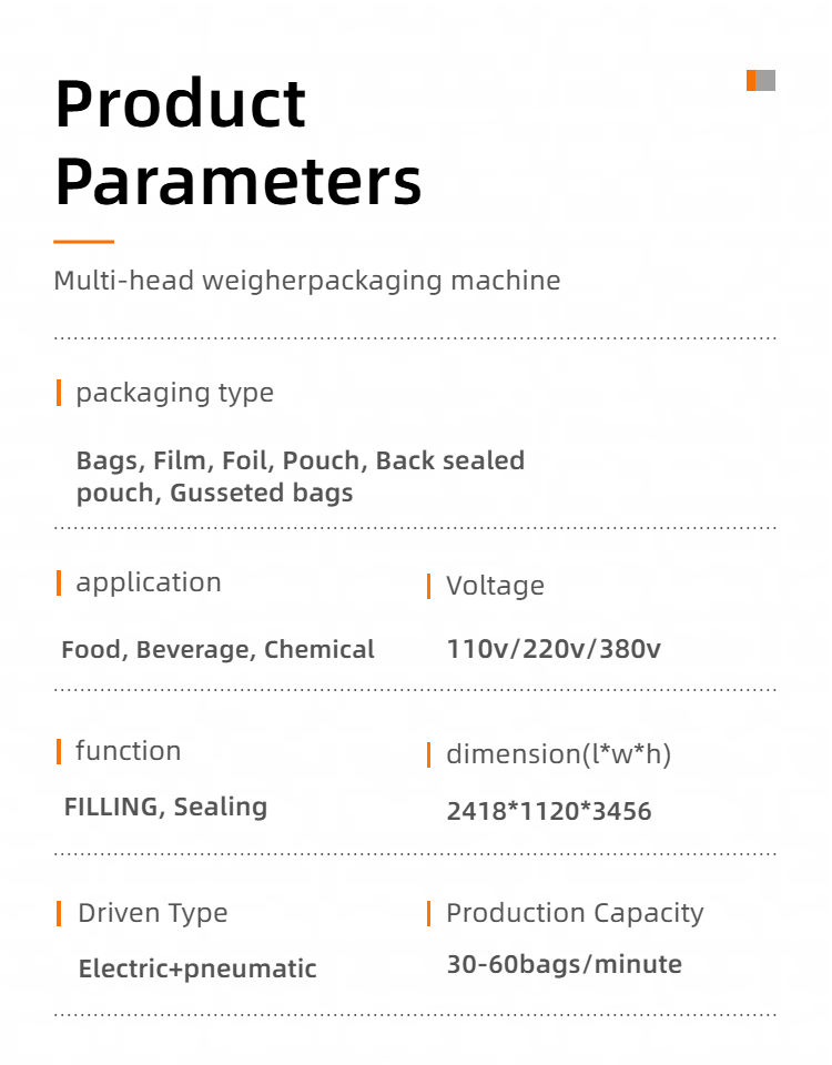 Fully Automatic Multi-head Weighergranule Packaging Machine Snack Nuts Potato Chips Bag Packaging Machinery Factory Direct Sales