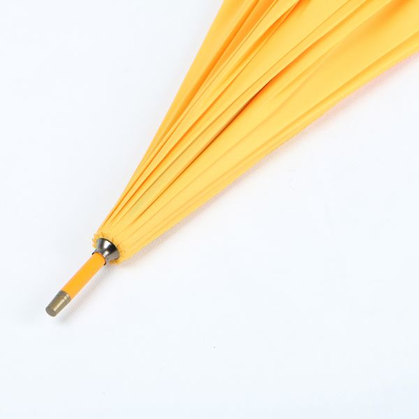 Yellow Curved Handle Umbrella Lady Fashion Plastic J Handle With Leather Cover