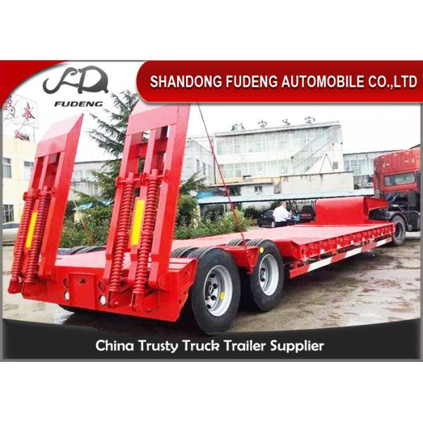 Buy 2 axle 40 ton low bed semi trailer ,Low loader truck trailer with mechanical ramps at wholesale prices