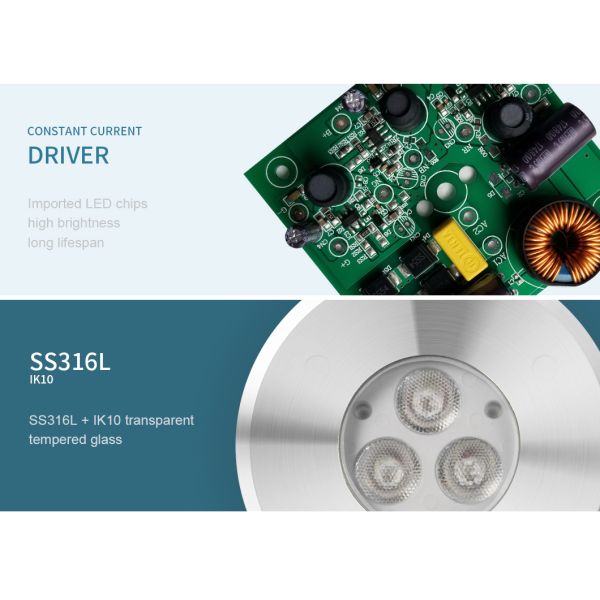 90LM IK10 Underwater Led Pond Lighting DC24V 3W Ss316l RGB DMX512