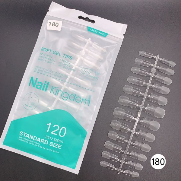 120PCS Long Coffin Square Clear Gel Half Full Cover Nail Tips Acrylic Half Matte Soft Gel Nail Tips for Extension