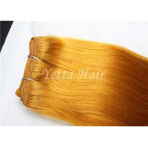 Yellow Virgin Human Hair Extensions , Elegant Virgin Russian Hair Wefts