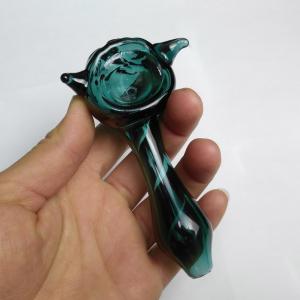 Portable Custom Glass Pipe Smoking Accessories 4.3 Inches Blue / Green Color