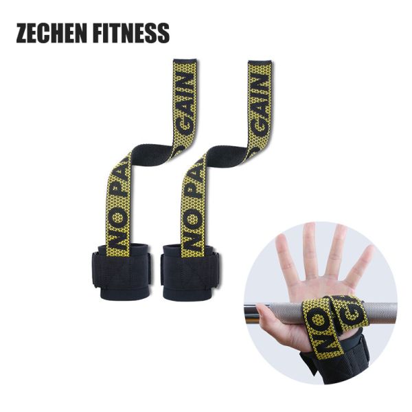 Buy 54cm Cotton Deadlift Weight Lifting Wrist Straps Neoprene Pad 38mm at wholesale prices