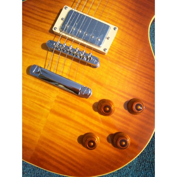 Tiger flame 1959 R9 LP standard electric guitar piece by piece neck body, Tune-o-Matic bridge, FRET binding free deliver