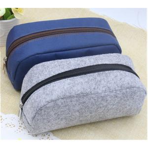 Factory direct wooden pen box case for school canvas wool felt wooden pen case