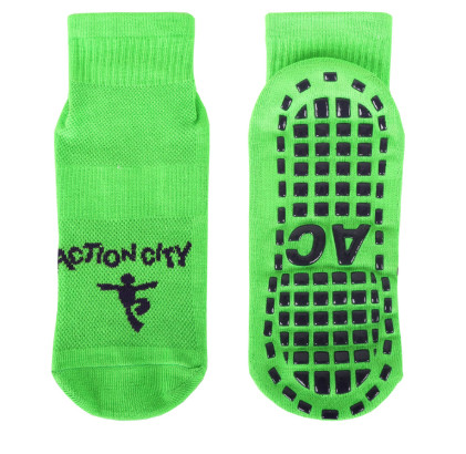 Buy Eco - Friendly Kids Trampoline Socks Jacquard Logo Action City Bounce Socks Silicone Non Slip Socks at wholesale prices