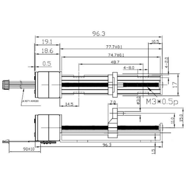 Large Thrust Slider Stepper Motor 25mm 12 VDC For Beauty Equipment