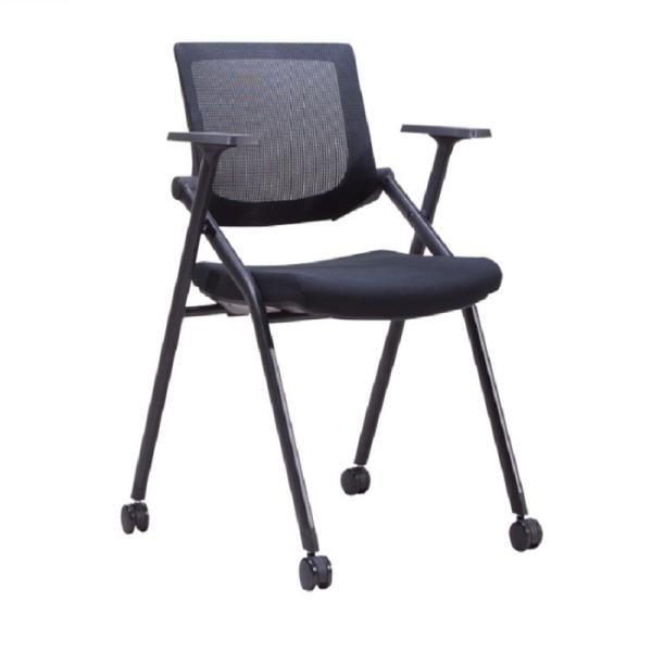 Buy Foldable And Stackable Meeting Room Backrest Mesh Office Chair With Nylon Five Star Base at wholesale prices