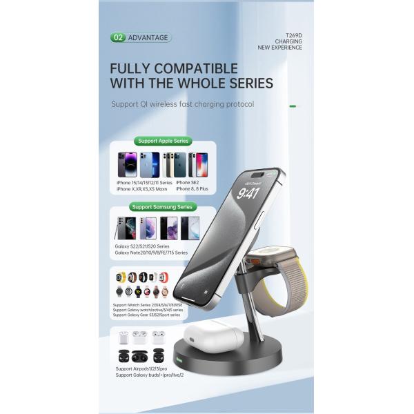 Wireless Charging Station With Night Light Over Current Protection CE/FCC/RoHS Certified