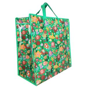 customized reusable woven shopping zipper bags foldable package