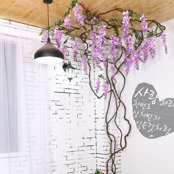 Fire retardant 280cm Long Artificial Vine Plant Corner Pipe Decoration