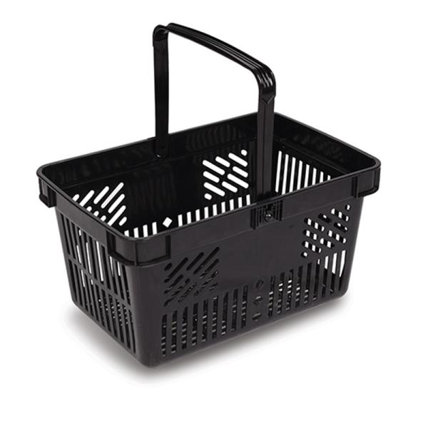 Buy 26L 500mm Black PP Plastic Shopping Baskets With Handles  For Supermarket at wholesale prices