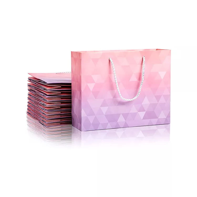 Custom Brand Logo Luxury Paper Gift Bag  Gift Bags Handle Paper Packaging Bags Ribbon Handle Jam Paper