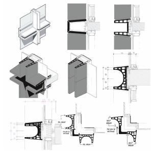 Fireproof Curtain Wall Aluminium Profile Facade Thermal Insulation