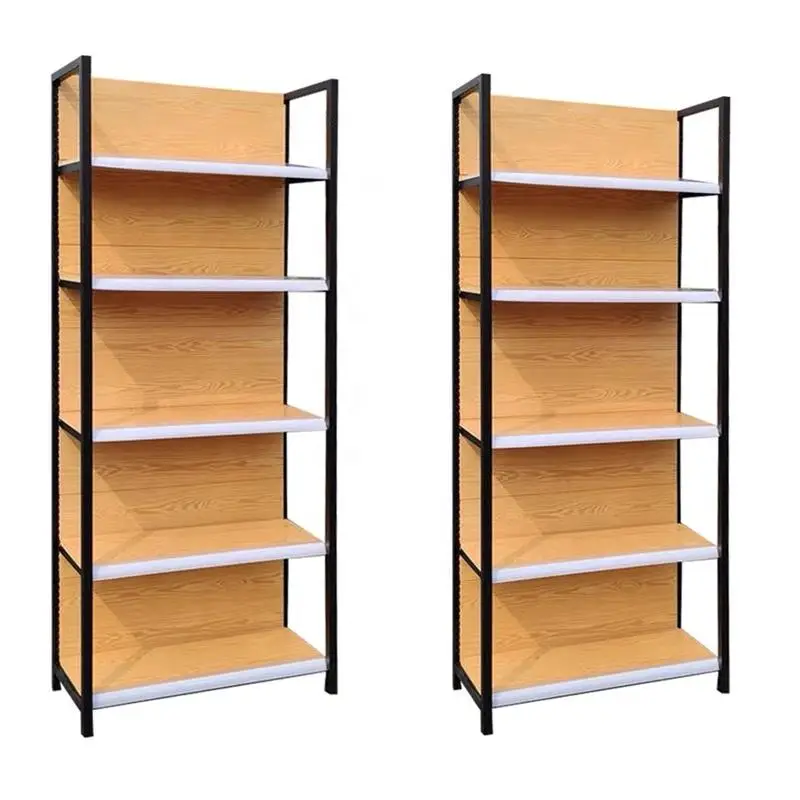 Hot Sale Highly Recommended Environmental Protection Wood Grain Single-sided Supermarket Shelves