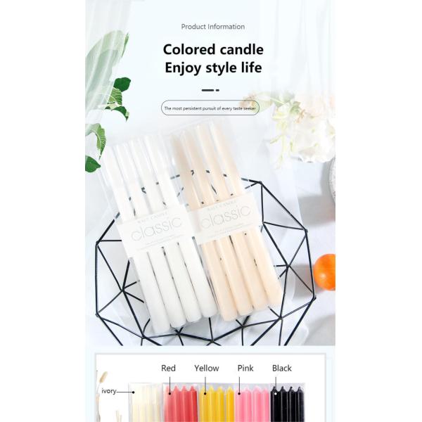 European Colored Long-Rod Candle Holiday Decoration Power Failure Emergency Classic Long Lasting Burning Thin Taper