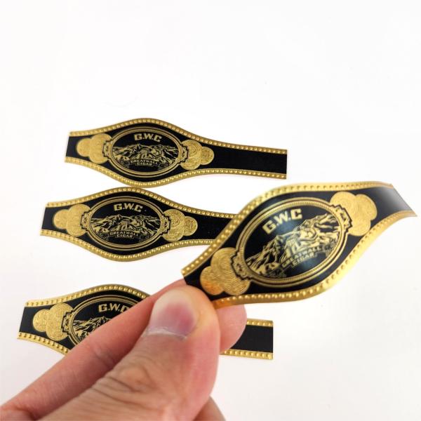 Black Golden Custom Cigar Band Printing Stickers Embossed Gold Foil Band Label Sticker