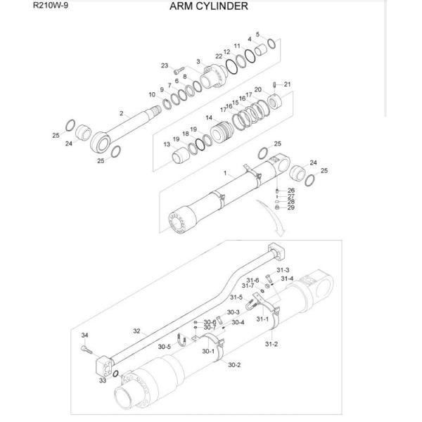 R210 R215 Excavator Hydraulic Oil Cylinder Steel Pipe Tubing Pipe Cylinder Pipeline